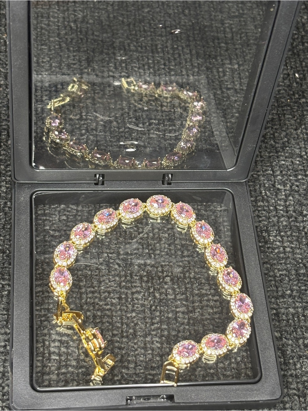 Gold Bracelet with Pink Gemstone Accents